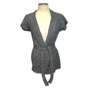 Michael Kors Cable Knit Gray Open Front Belted Wrap Cardigan Sweater Women's M
